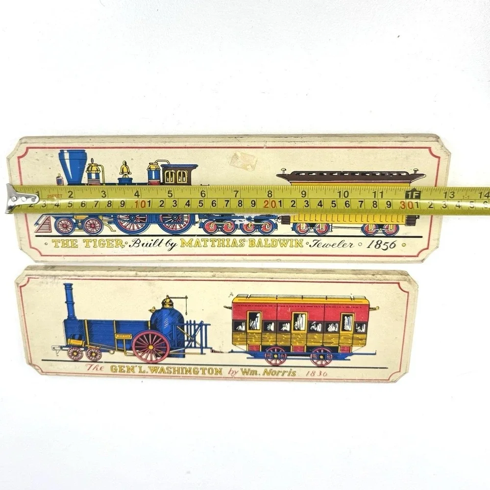 Vintage Train Wall Plaques‎ Set Gen'l Washington 1836 Tiger Wood Railroad Decor